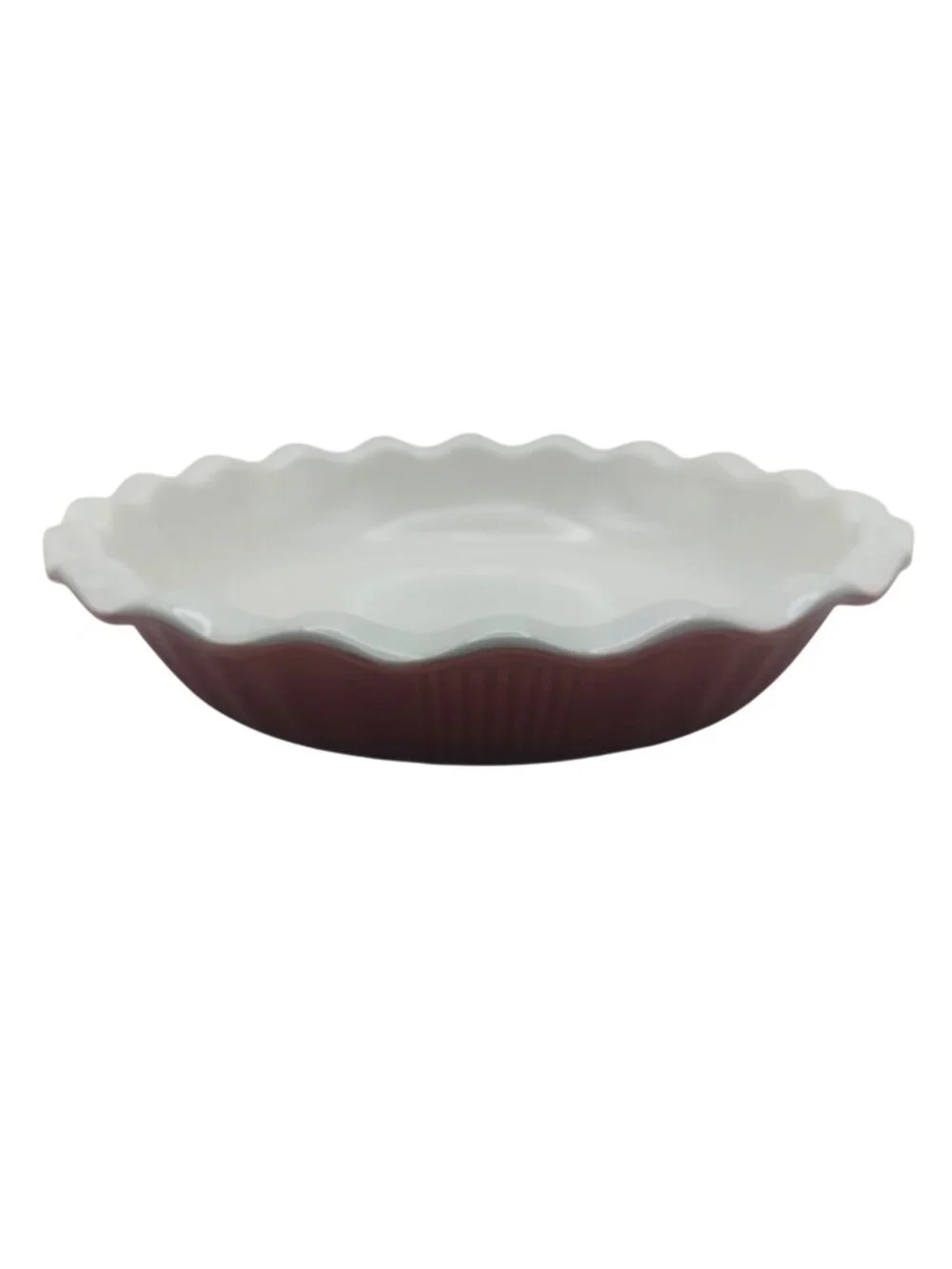 Scalloped Stoneware Pie Dish Red & White Microware Oven Freezer Dishwasher Safe